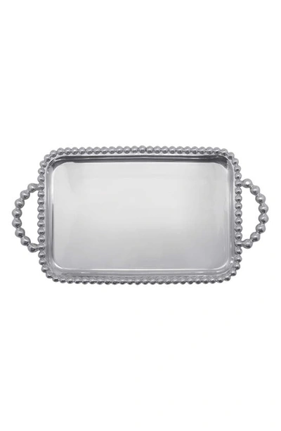 Shop Mariposa Pearled Trim Medium Service Tray In Silver
