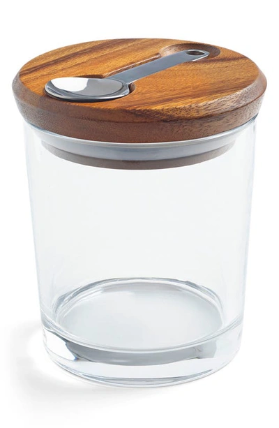 Shop Nambe Cooper Canister With Scoop In Glass/ Acacia