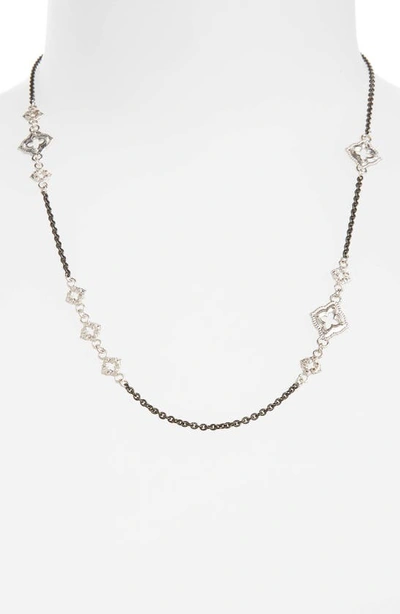 Shop Armenta New World Chain Scroll Station Necklace In Champagne/ Black