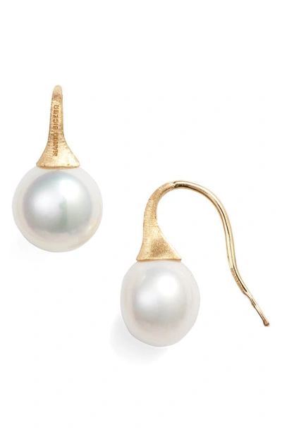 Shop Marco Bicego Pearl Drop Earrings In Yellow Gold/ Pearl