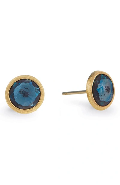 Shop Marco Bicego Jaipur Semiprecious Stone Stud Earrings In Yellow Gold/ Blue Topaz