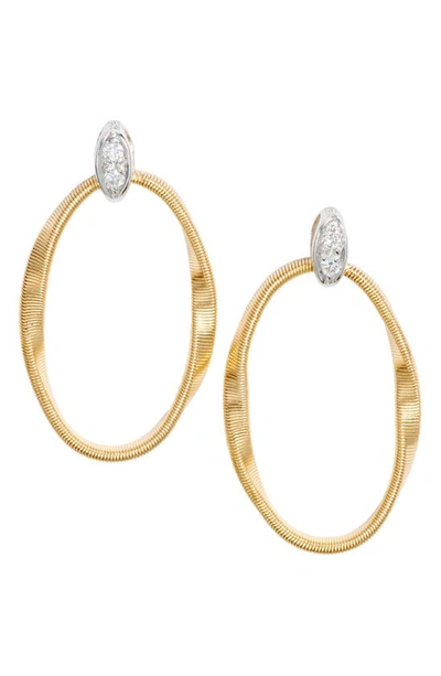 Shop Marco Bicego Marrakech Onde 18k Yellow Gold & Diamond Link Stud Earrings In White Gold/ Yellow God