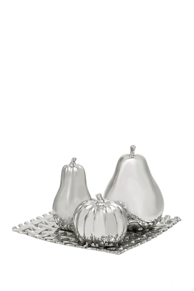 Shop Willow Row Silver Ceramic Decorative Fruit Sculpture With Plate