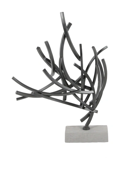 Shop Willow Row Gray Metal Abstract Sculpture With Marble Base In Grey