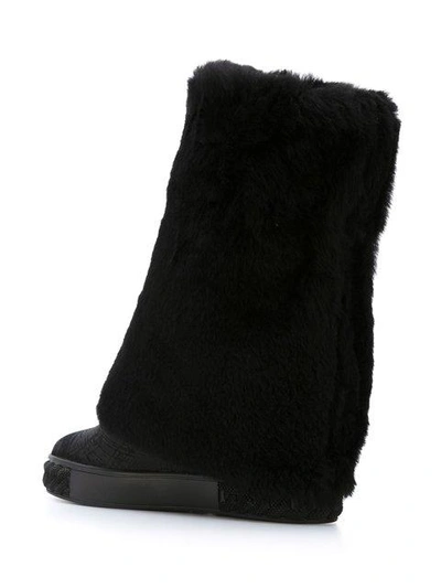 Shop Casadei Faux Fur Boots