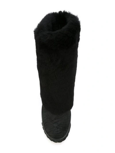 Shop Casadei Faux Fur Boots