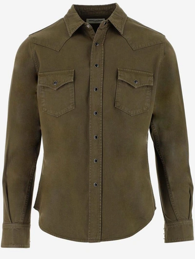 Shop Saint Laurent Shirts In Khaki