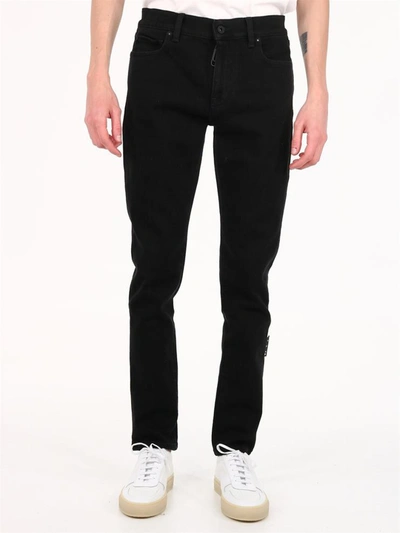 Shop Off-white Skinny Jeans Diagonal Pocket In Black