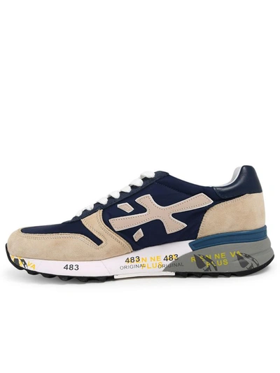 Shop Premiata Beige And Blue Mick Sneakers