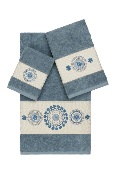 Linum Home Isabelle 3-piece Embellished Towel Set In Teal