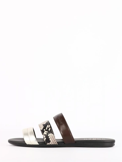 Shop Hogan Valencia Leather Sandal In Black