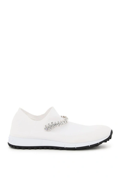 Shop Jimmy Choo Verona Sock Sneakers Crystal Bracelet In White Crystal