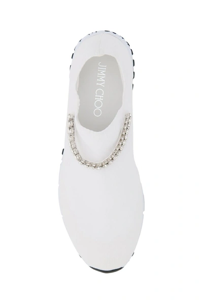 Shop Jimmy Choo Verona Sock Sneakers Crystal Bracelet In White Crystal