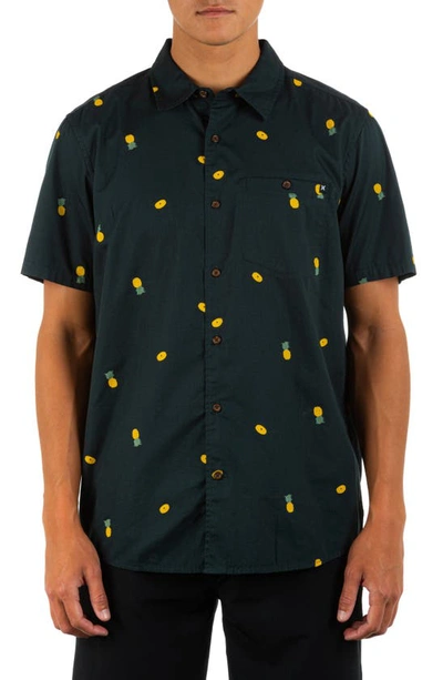 Shop Hurley Windansea Short Sleeve Button-up Shirt In Black