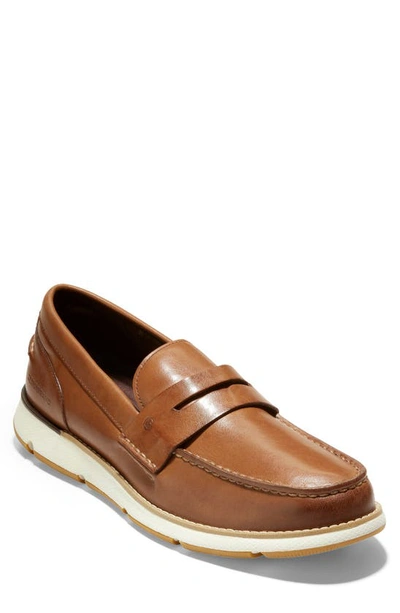 Shop Cole Haan 4.zerogrand Penny Loafer In British Tan/ Ivory