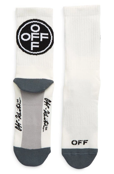 Shop Off-white Logo Crew Socks In White/ Black