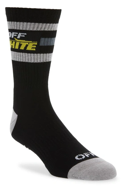 Shop Off-white Logo Sport Crew Socks In Black/ Yellow