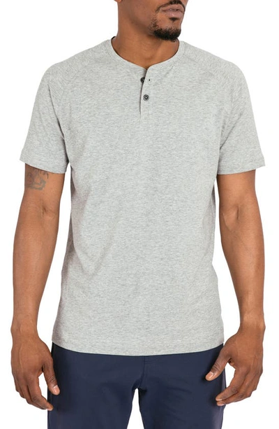 Shop Public Rec Go-to Short Sleeve Performance Henley In Heather Silver Spoon