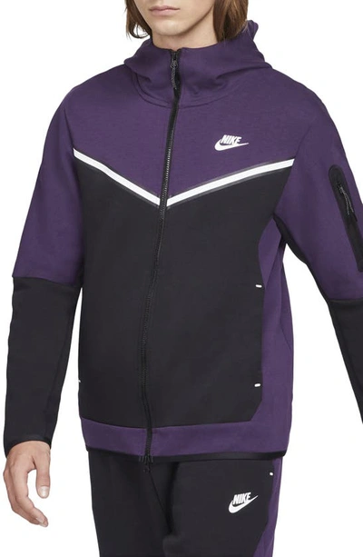 Shop Nike Sportswear Tech Fleece Zip Hoodie In Grand Purple/ Black/ White
