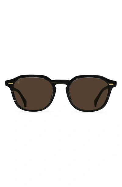 Shop Raen Clyve 52mm Polarized Round Sunglasses In Licorice/ Vibrant Brown Polar