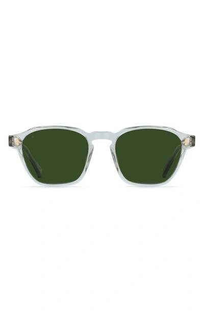Shop Raen Aren 53mm Round Sunglasses In Fog Crystal/ Bottle Green