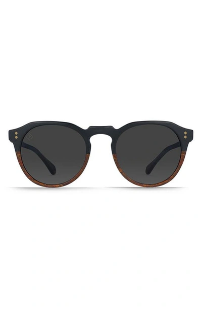 Shop Raen Remmy 49mm Polarized Round Sunglasses In Burlwood/ Black Polar
