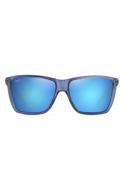 Shop Maui Jim Cruzem 57mm Polarizedplus2® Rectangular Sunglasses In Dark Blue/ Blue Hawaii