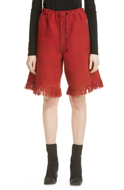Shop Marine Serre Moon Salutation Regenerated Carpet Shorts In Black And Red