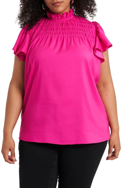 Shop 1.state Smocked Ruffle Sleeve Top In Party Pink