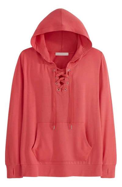 Shop Adyson Parker Lace-up Hoodie With Built-in Mask In Strawberry Granita