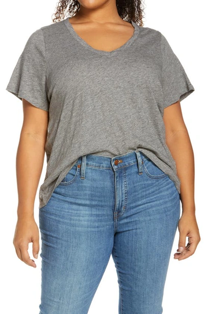 Shop Madewell Whisper Cotton V-neck T-shirt In Iron