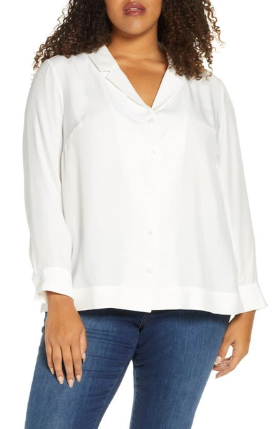 Shop Maree Pour Toi Silk Button-up Blouse In Ivory