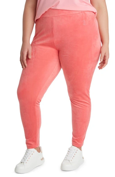 Shop Juicy Couture Stretch Velour Leggings In Bombshell Pink