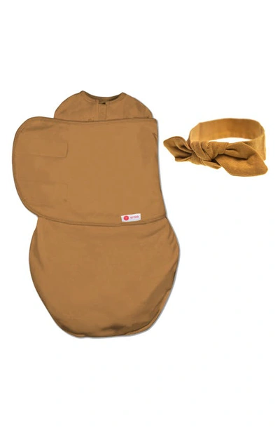 Shop Embe Starter 2-way Swaddle & Head Wrap Set In Brown