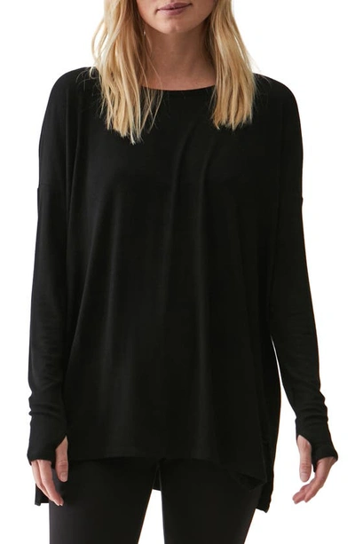 Shop Michael Stars Ribbed Tunic Top In Black