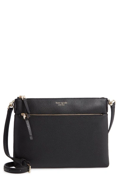 Shop Kate Spade Medium Polly Leather Crossbody Bag In Black