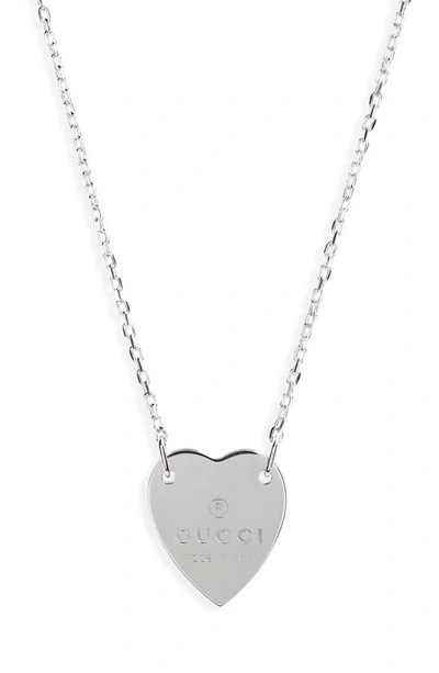 Shop Gucci Trademark Heart Necklace In Sterling Silver