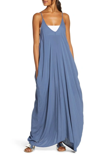 Shop Elan V-back Cover-up Maxi Dress In Blue Denim