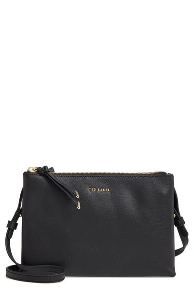 Shop Ted Baker Daniibar Double Zip Leather Crossbody Bag In Black