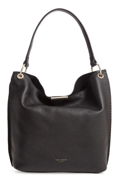 Shop Ted Baker Helgesoft Leather Hobo Bag In Black