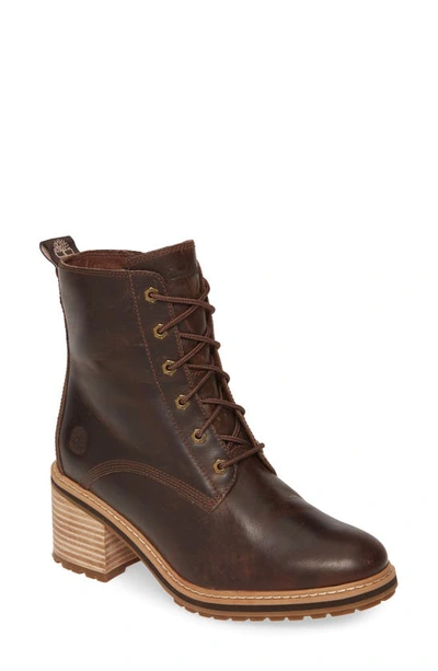 Shop Timberland Sienna High Waterproof Boot In Dark Brown Leather