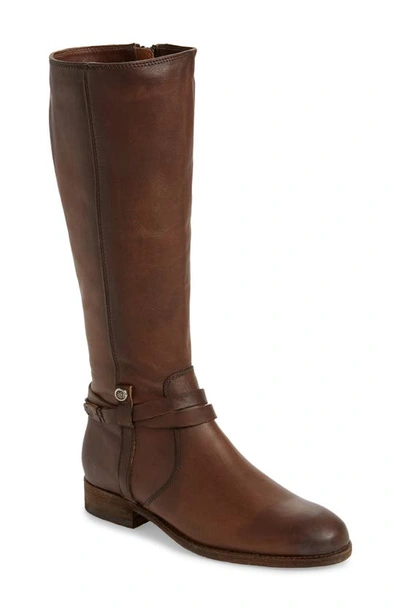Shop Frye Melissa Belted Knee-high Riding Boot In Stone Leather