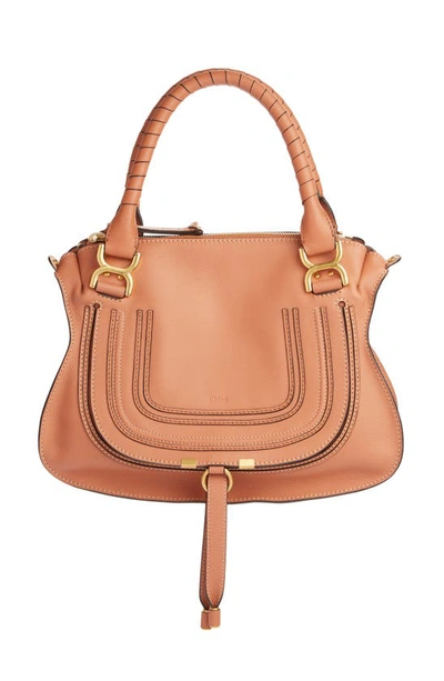 Shop Chloé Medium Marcie Calfskin Leather Satchel In Muted Brown