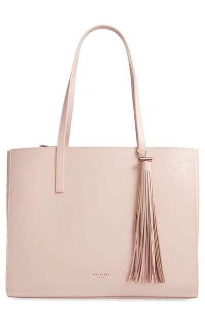 Shop Ted Baker Lilaah Tassel Leather Shopper In Nude Pink