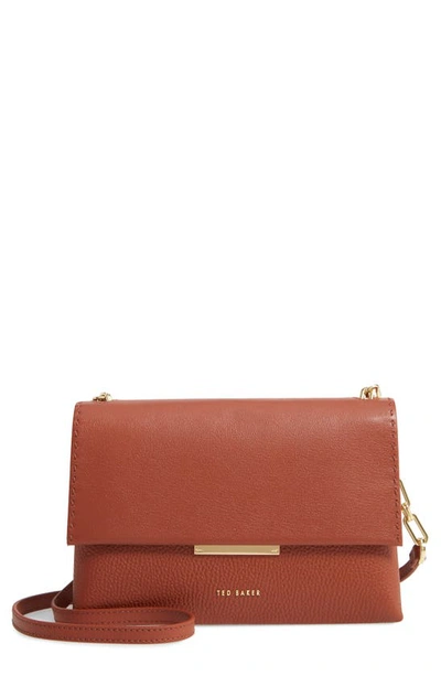 Shop Ted Baker Diilila Leather Crossbody Bag In Dark Tan