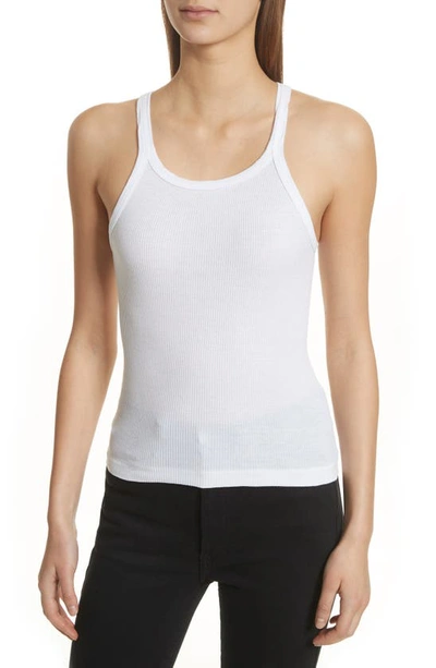 Shop Re/done Ribbed Tank Top In Optic White