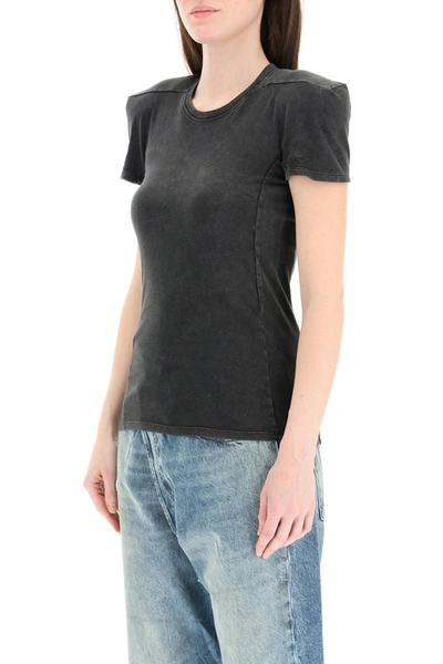 Shop R13 Padded Shoulder T-shirt In Aged Black