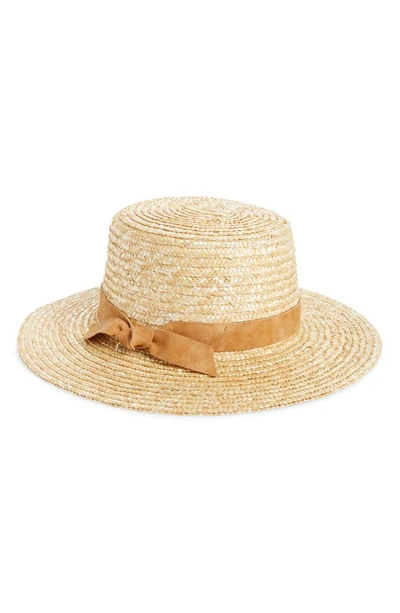 Shop San Diego Hat Faux Leather Band Straw Gondolier Hat In Natural