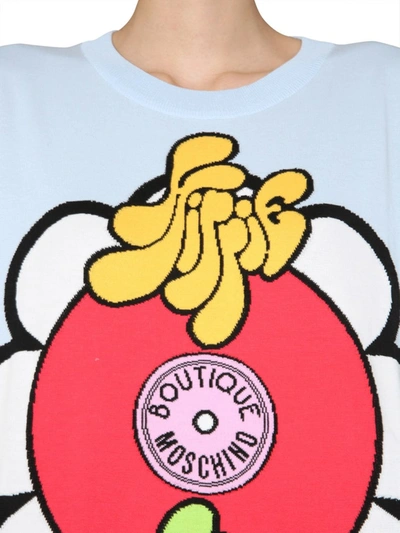 Shop Boutique Moschino Round Neck T-shirt In Baby Blue