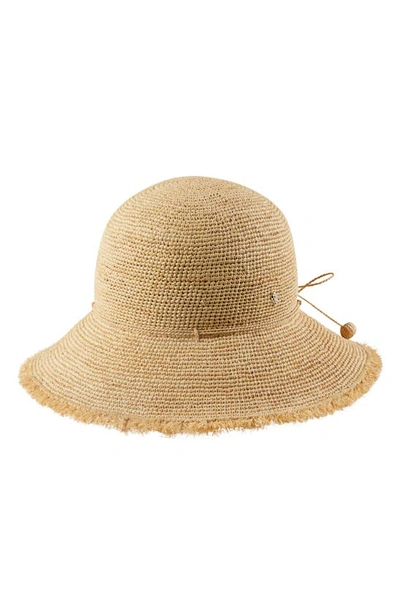 Shop Helen Kaminski Emmie 9 Packable Raffia Hat In Natural/ Natural Fringe